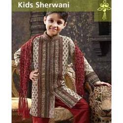 Kids Sherwani - Raw Silk with Resham Embroidery , Elegant Beaded Details for Special Occasions