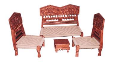 Handcrafted Wooden Sofa Set