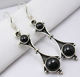 Black Stone Silver Ear Rings