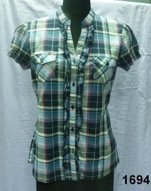 Cotton Yarn-Dyed Check Ladies Blouse