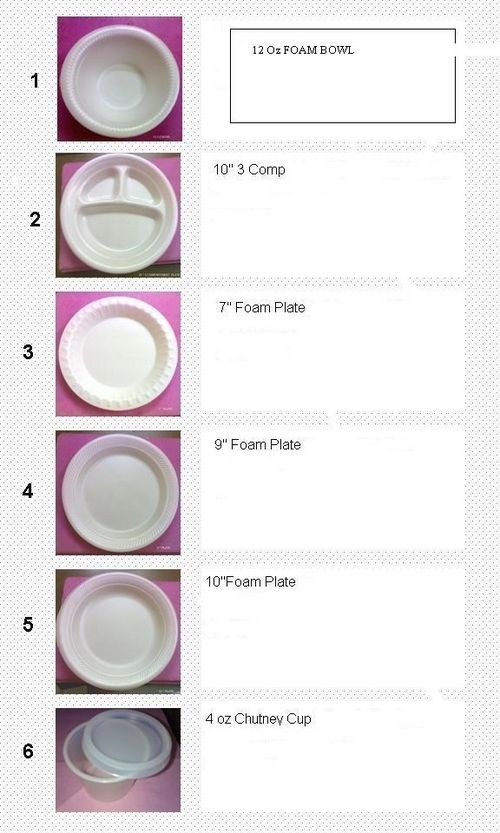 Foam And Plastic Disposable Dinnerware Items