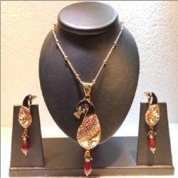 Polki Pendant Sets - Metal Framed with Colored Crystals | Traditional Ethnic Designs, Available in Multiple Sizes