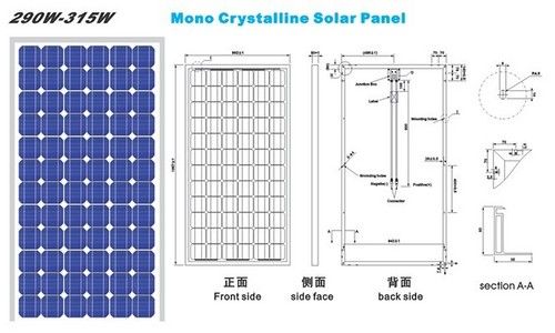 Solar Panels - 290W to 320W Mono Solar Cells , Anodized Aluminum Frame, Tempered Glass, Hailstone Impact Resistant