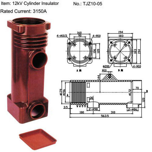 12kV TJZ10-05 Epoxy Resin Cylinder Insulator for MV Switchgear