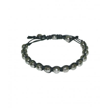 Braided Cotton With Silver Oxidise Spheres Bracelet