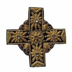 Golden Black Cross Design With Stone Work