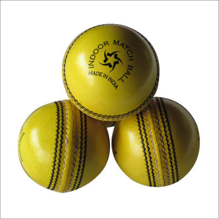 Yellow Color Leather Cricket Ball