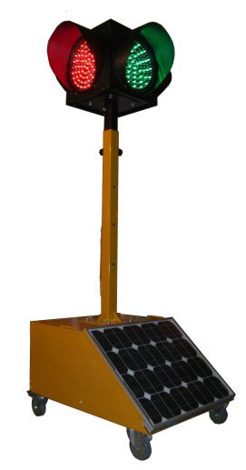 Solar Traffic Lights - Iron Frame, DIA300mm/200mm Size | 17.5V 40W Solar Panel, 100 Hours Rainy Days, LED Colors: Red, Amber, Green, Adjustable Timing 15-90s