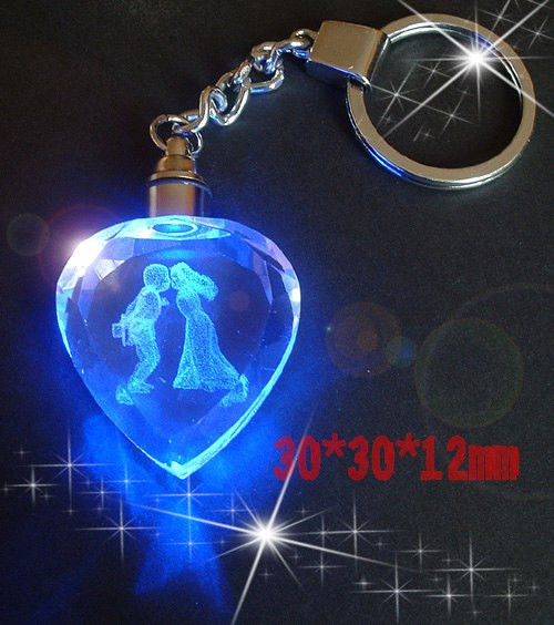 Promotional 3D Laser Engraved Crystal Keychain Gifts By Pujiang Shining Crystal Crafts Manufactory