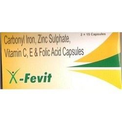 Carbonyl Iron, Zinc Sulphate, Vitamin C , E Nd Folic Acid Capsules-(X-Fevit)