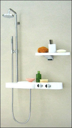 Shower With A Set Of Shelves