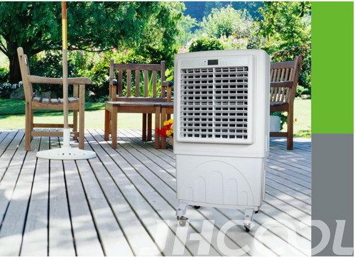 Portable Evaporative Cooler - 756x570x1380mm | 6000cmh Airflow, 3 Wind Modes, Negative Ion Function, LED Display, 57L Water Tank