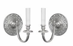 Small Silver Plated Mirrored Sconces With Etchings