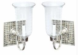 Square Shaped Etched Mirrored Sconces With Glass Globes