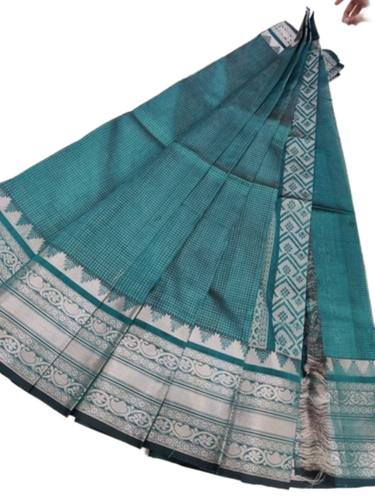 Handloom Soft Silk Saree With Beautiful Zari Checks Design