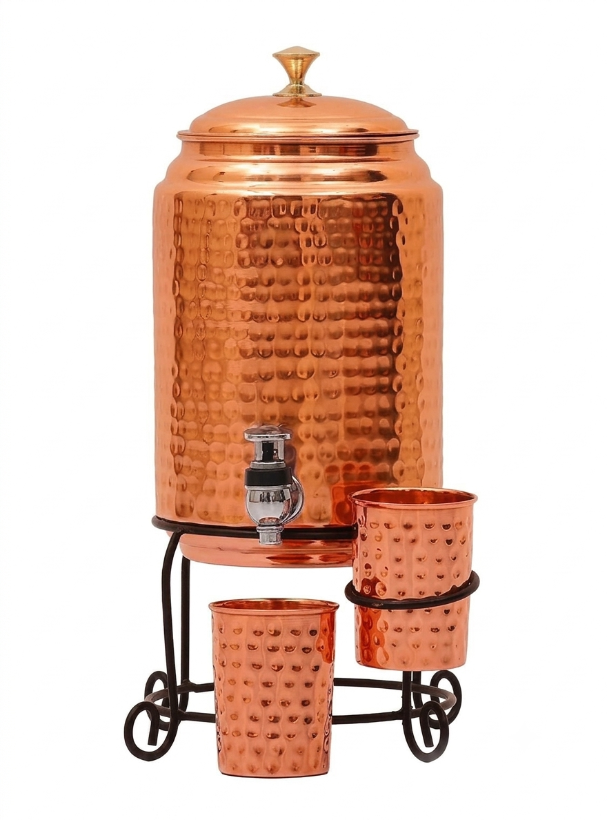Hammered Water Copper Dispenser Matka - Application: : Kitchen Counter