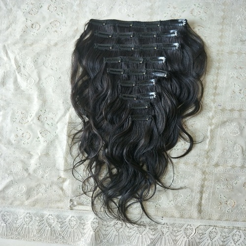 Clip In Wavy Human Hair Indian Remi Hair Extensions Plot No 9
