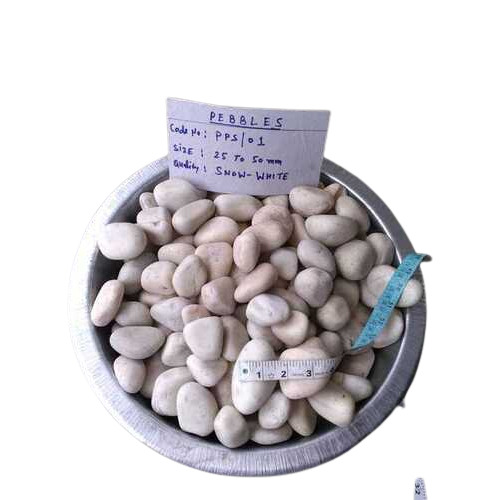 Natural River Finished Smooth White Pebbles - Size: 15-35Mm