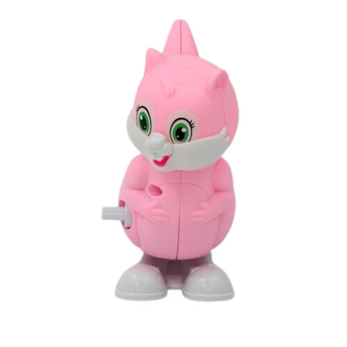 Cute Squirrel Cartoon Chain Toy - ABS Plastic, Height: 9.5 cm, Color: Pink | Friction-Powered, Develops Key Skills, Engaging Fun for Ages 3-12