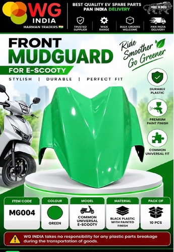White Green Painted E-Scooty Front Mudguard - Finish: Polished