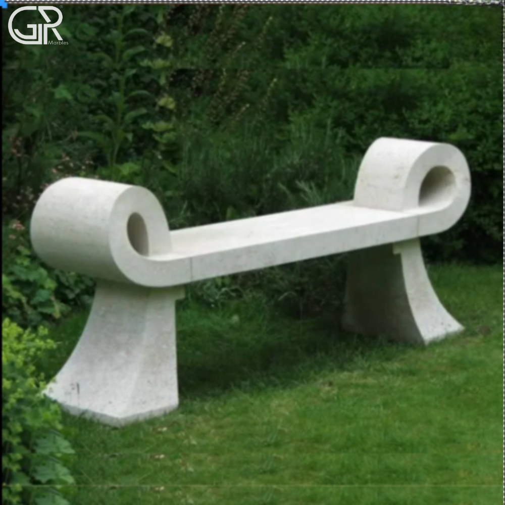 Marble Without Backrest Bench - Color: White