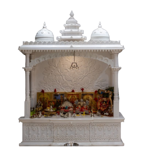 Carved White Marble Temple - Feature: Washable