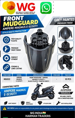 Black Paint Grey Amp. Magnus E-Scooty Front Mudguard - Plastic, Blackish Gray, Polished Finish