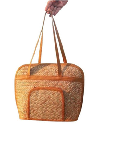 Bamboo Handicraft Ladies Sital Pati Clutch Purse - Color: Brown