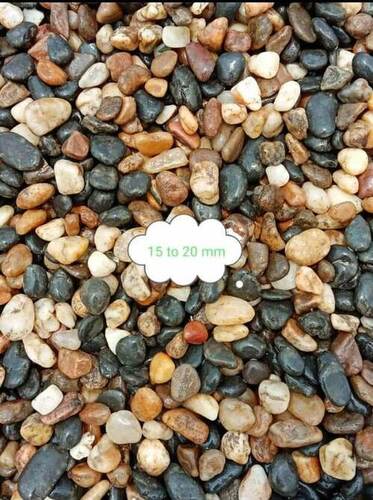 Natural River Mix Color Polished Tumbled Pebbles - 12mm to 200mm Sizes, High Quality Finishing with Woven Sack Packaging