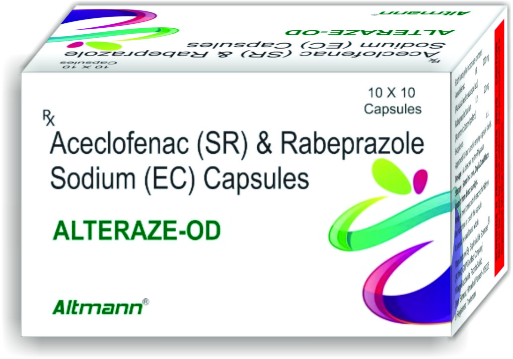 एसिक्लोफेनाक 200 मिलीग्राम एसआर और रैबेप्राजोल सोडियम 20 मिलीग्राम ईसी पेलेट्स