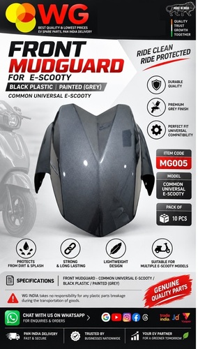 Black Paint Grey E-Scooty Front Mudguard - Color: Gray
