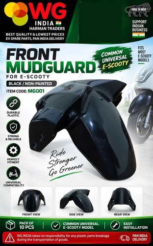 White Non Painted E-scooty Front Mudguard - Finish: Polished