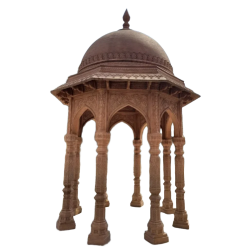 Red Sandstone Garden Gazebo - Shape: Round