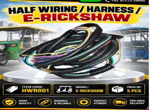 E Rickshaw Wiring Harness - Color: Black