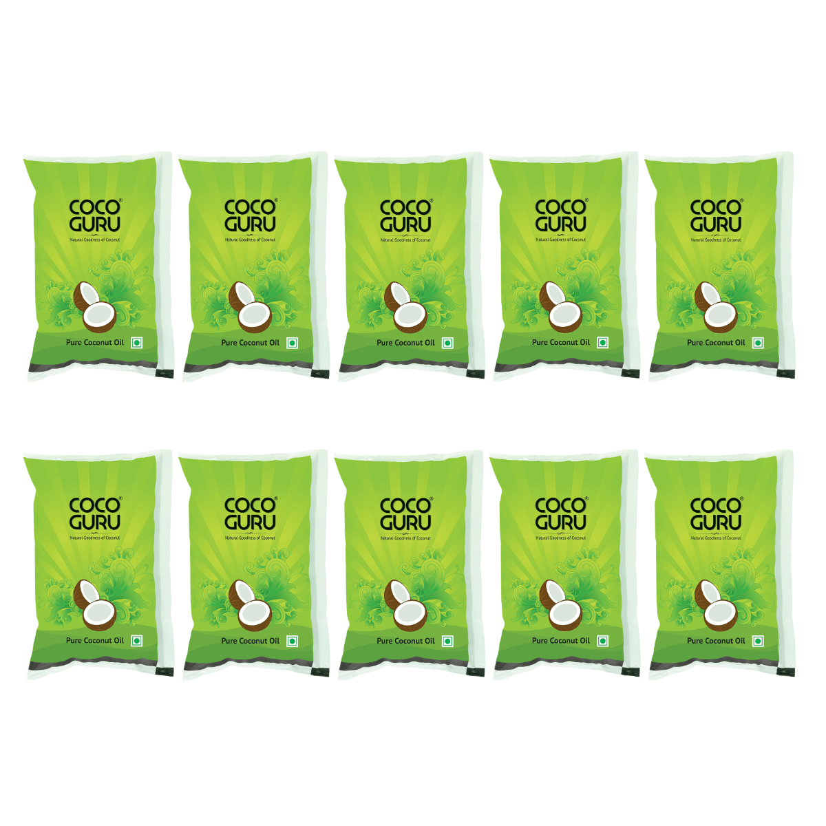 Cocoguru High Grade Coconut Oil - 1 Litre Pouch | 100% Pure, Cold Pressed, Strong Aroma, Edible Grade, Multi-Purpose Use