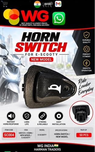 New Model E-Scooty Horn Switch - Color: Multicolor