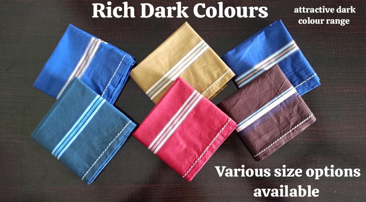 D No. 6075 Dark Color 20X20 Inches 2 Side Cotton Handkerchief - Age Group: Adults