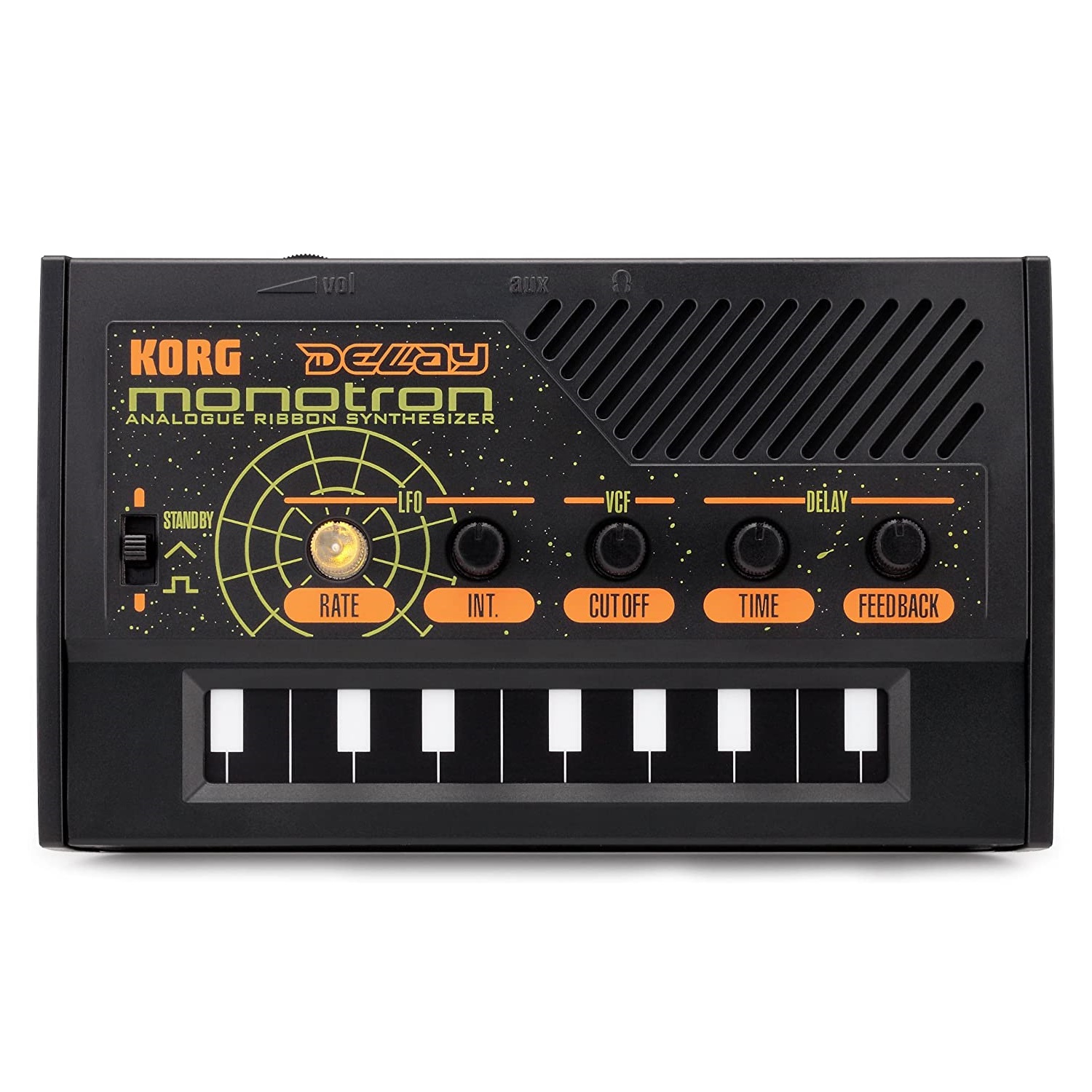 Korg Monotron Delay Analog Ribbon Synthesizer - Plastic, Black, 1.10 kg | True Analog Synth, Space Delay, MS-10/20 VCF, Octave Ribbon Keyboard