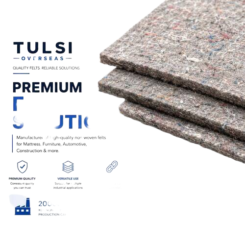 Hard Cotton Needle Loom Felt - Dense Resilient Blend Fabric, Multicolor Non-Woven Texture for Mattress and Automotive Use, Excellent Support and Comfort