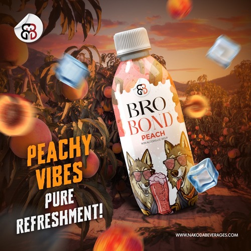 Brobond Peach Non Alcoholic Beer - Alcohol Content (%): 0.0%