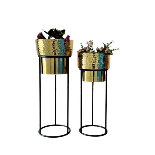 Gold Plated Planter Set - Dimensions: L-9X9X26