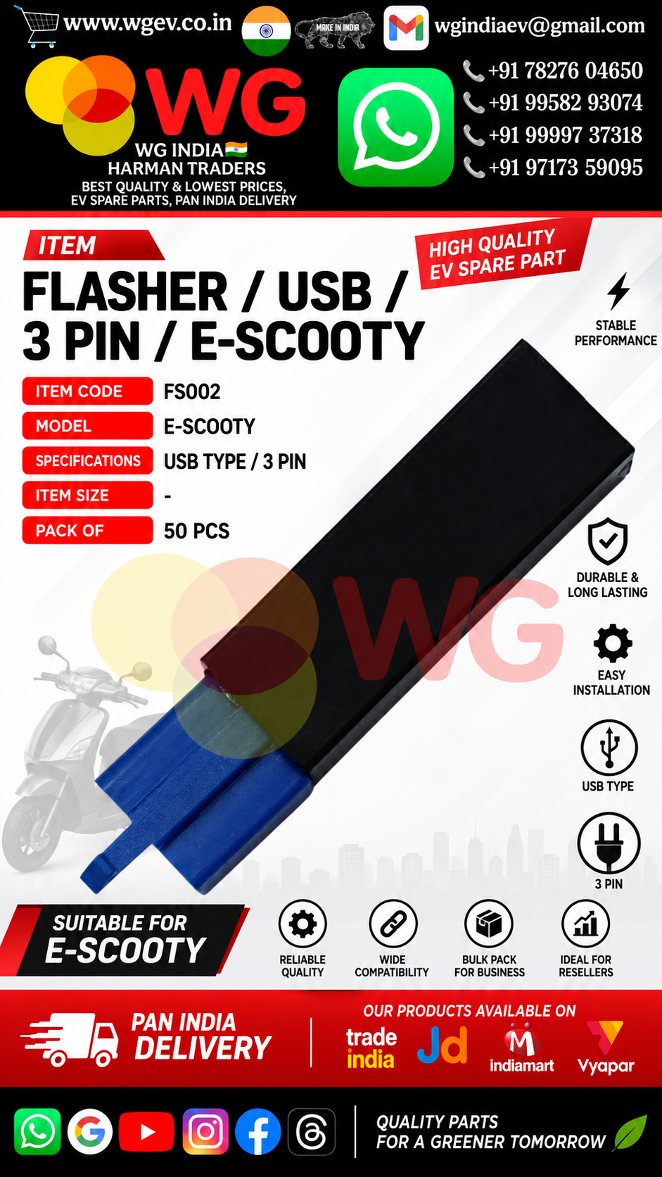 E-scooter Usb 3 Pin Flasher