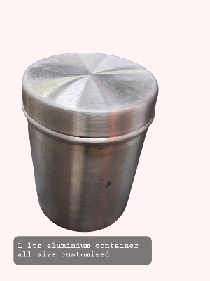 Silver Plain Pattern Round Shape Oil Tin Container
