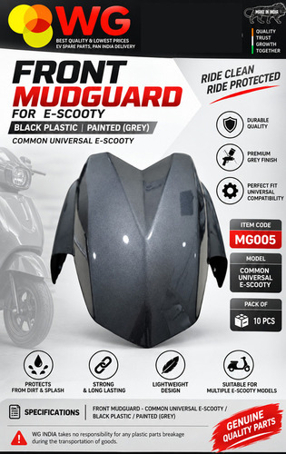 White Grey Paint E-Scooter Front Mudguard - Color: Gray