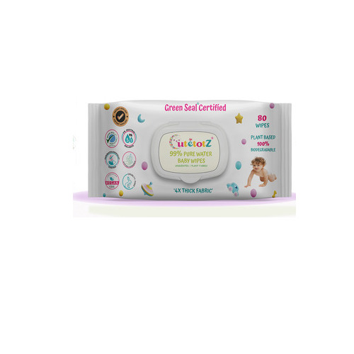 Cutetotz Premium Organic Baby Wet Wipes Pack Of 01 (80 Wipes) - Color: Milky White