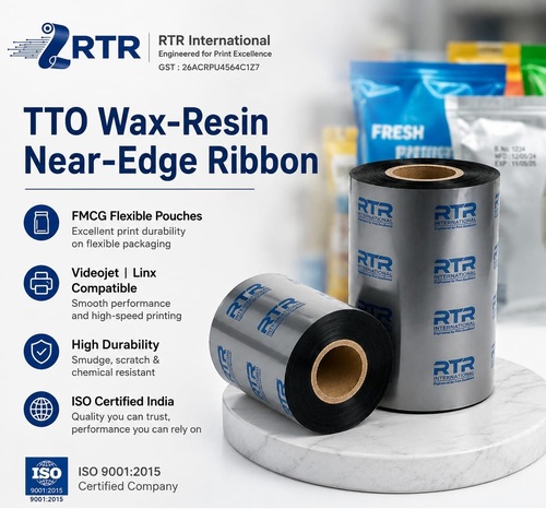Tto Wax Resin Near Edge Ribbon Fmcg Flexible Pouches - Color: Black