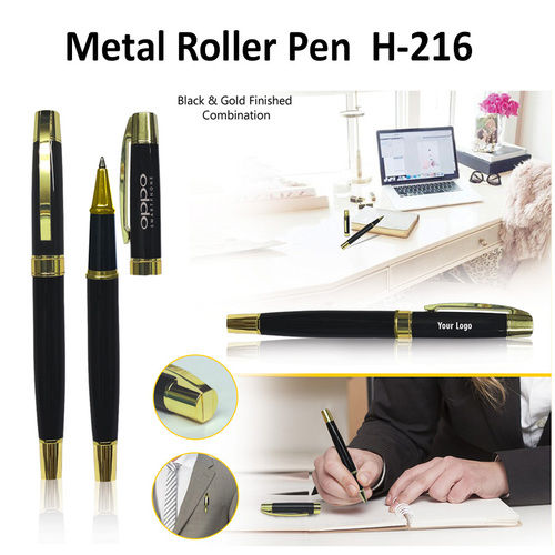 Black & Gold Metal Roller Pen (H-216)