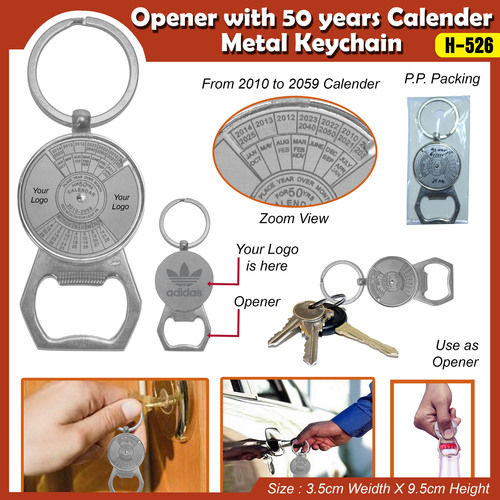 Opener With 50yrs Calendar Keychain H-526