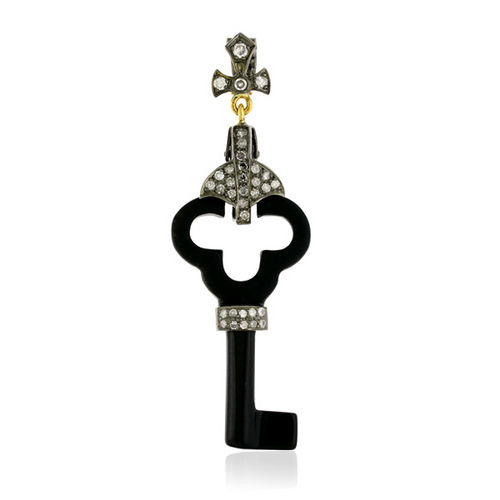 18k Gold Colorstone Key Charm Pendant