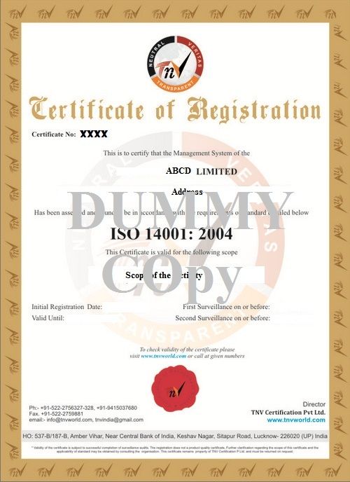Certification Service (Iso 14001:2004)